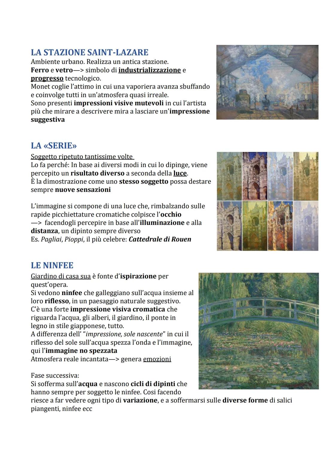 Impressionismo
Nasce in Francia (1874). È ispirato da movimenti artistici come il Realismo (in
quanto hanno in comune l'attenzione a scene d
