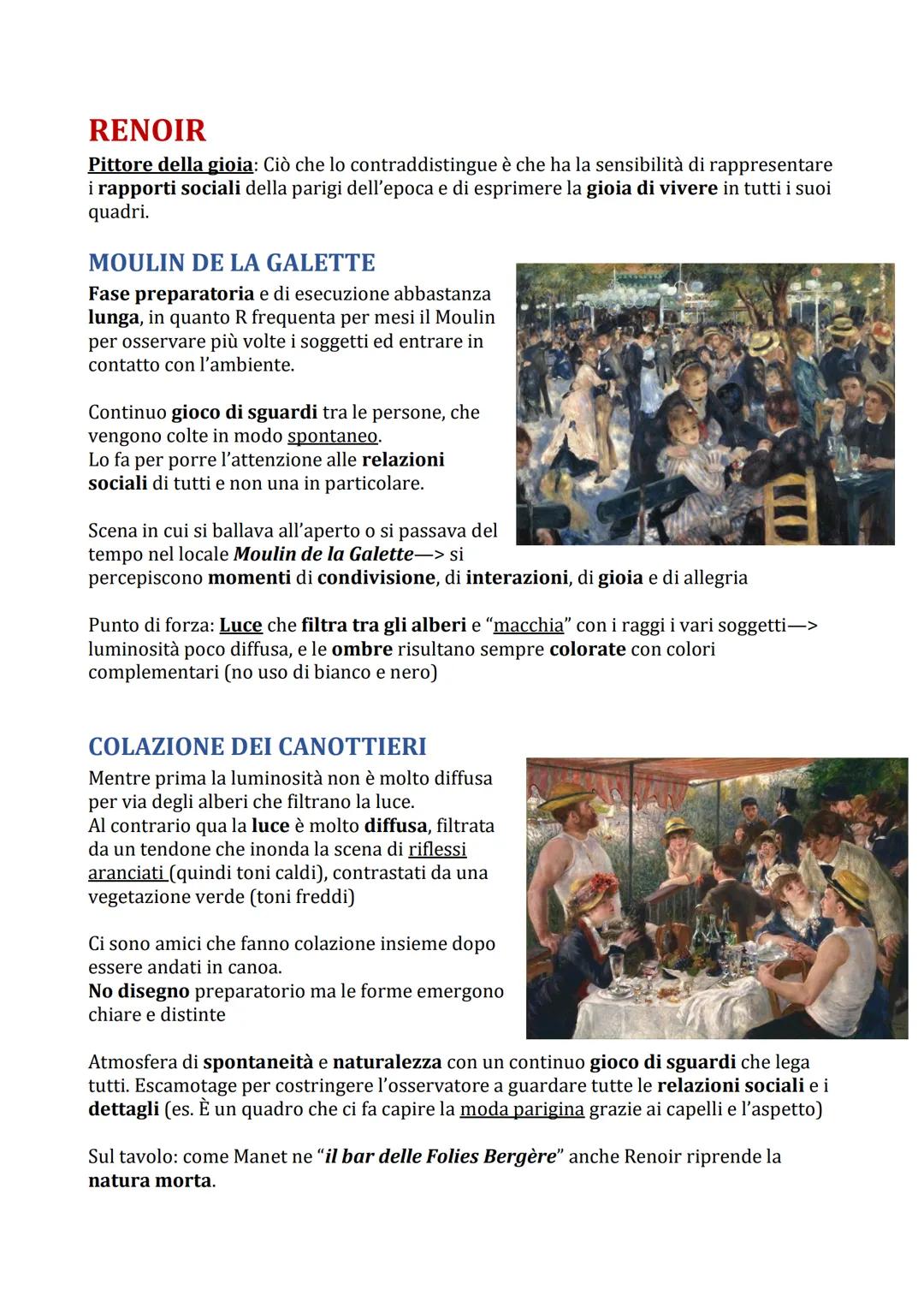 Impressionismo
Nasce in Francia (1874). È ispirato da movimenti artistici come il Realismo (in
quanto hanno in comune l'attenzione a scene d