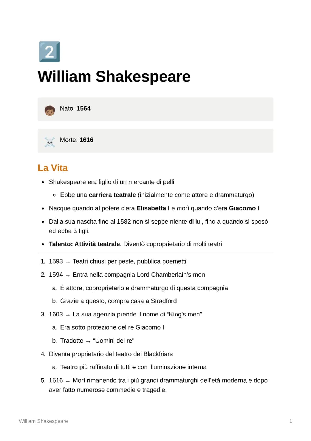 William Shakespeare: Vita e Opere per Bambini