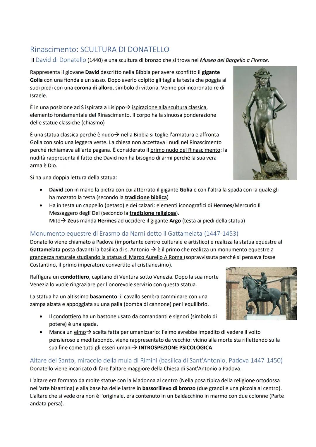 Rinascimento: SCULTURA DI DONATELLO
Il David di Donatello (1440) e una scultura di bronzo che si trova nel Museo del Bargello a Firenze.
Rap