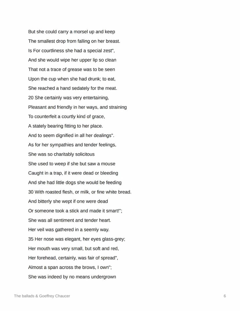 The ballads & Goeffrey Chaucer
Geordie
As I walked out over the London Bridge
One misty morning early
I overheard' a fair pretty maid,
Was l