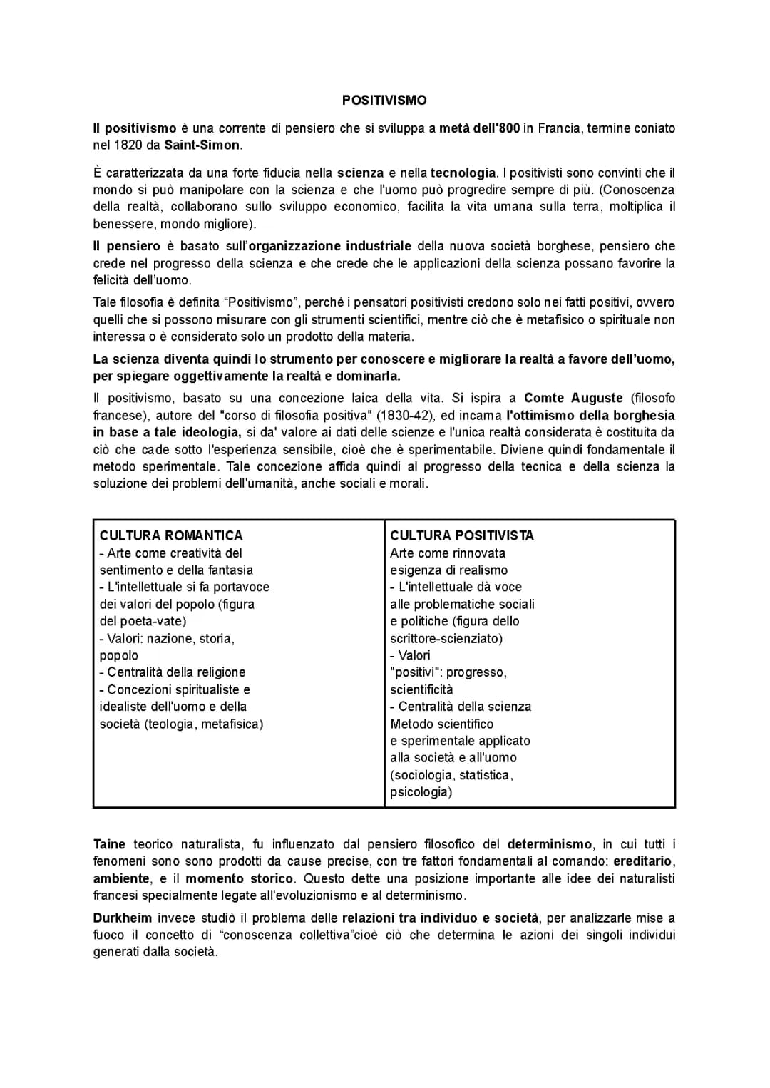 Positivismo, Naturalismo, Verismo. 