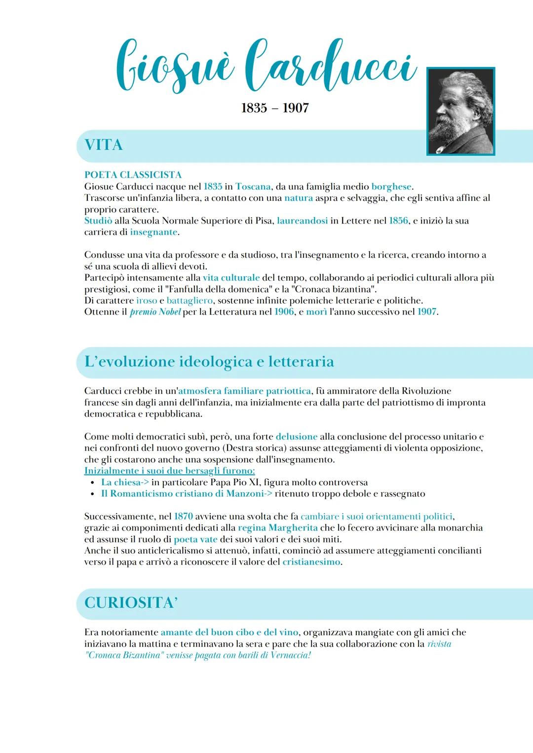 Giosuè Carducci e opere