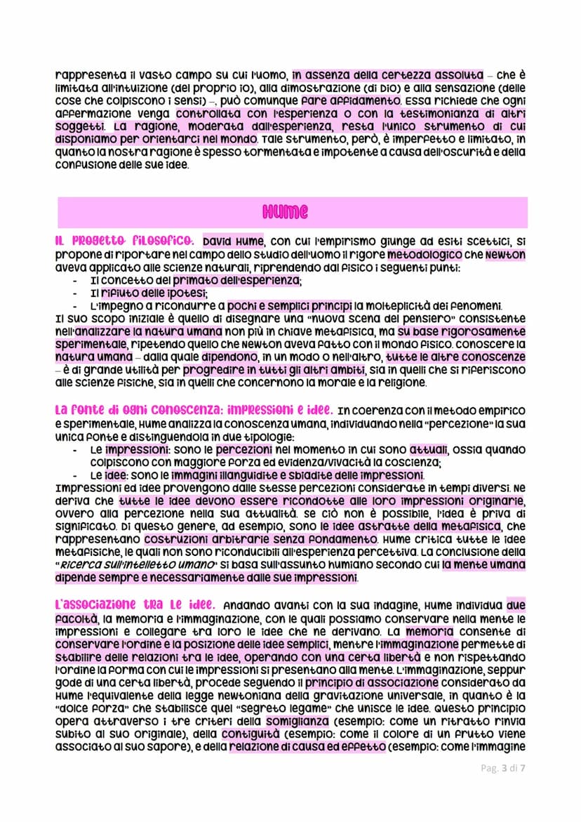 Filosofia empikista
I filosofi empiristi affermano che l'uomo non possa comprendere l'esistenza ultima
della realtà. Dunque, pongono un limi