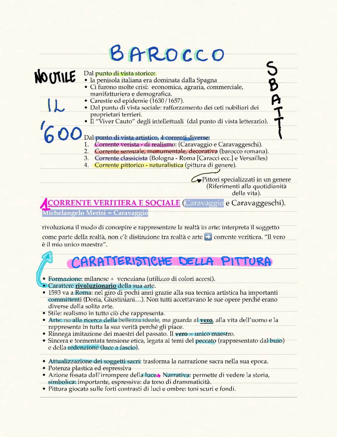Riassunto di Arte del '600 e Barocco: Caratteristiche e Pittori Famosi