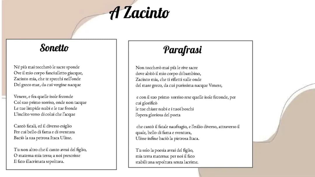 A Zacinto - Ugo Foscolo 