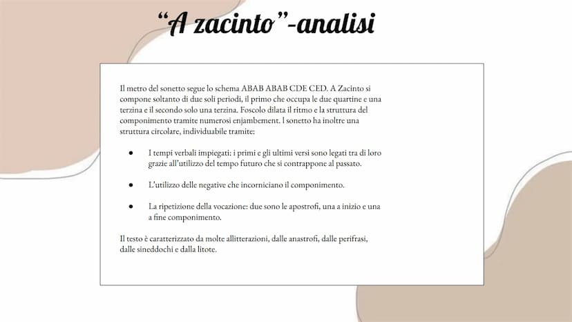 Sonetto
Ne più mai toccherò le sacre sponde
Ove il mio corpo fanciulletto giacque,
Zacinto mia, che te specchi nell'onde
Del greco mar, da c