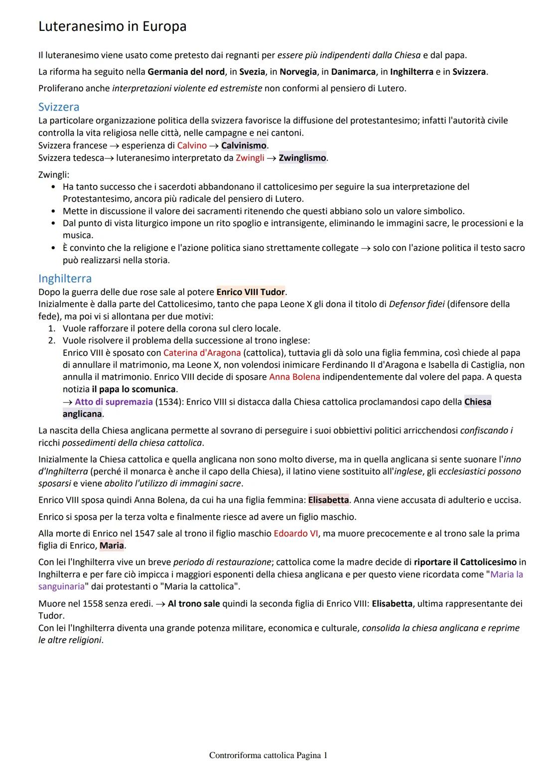 Luteranesimo in Europa
Il luteranesimo viene usato come pretesto dai regnanti per essere più indipendenti dalla Chiesa e dal papa.
La riform