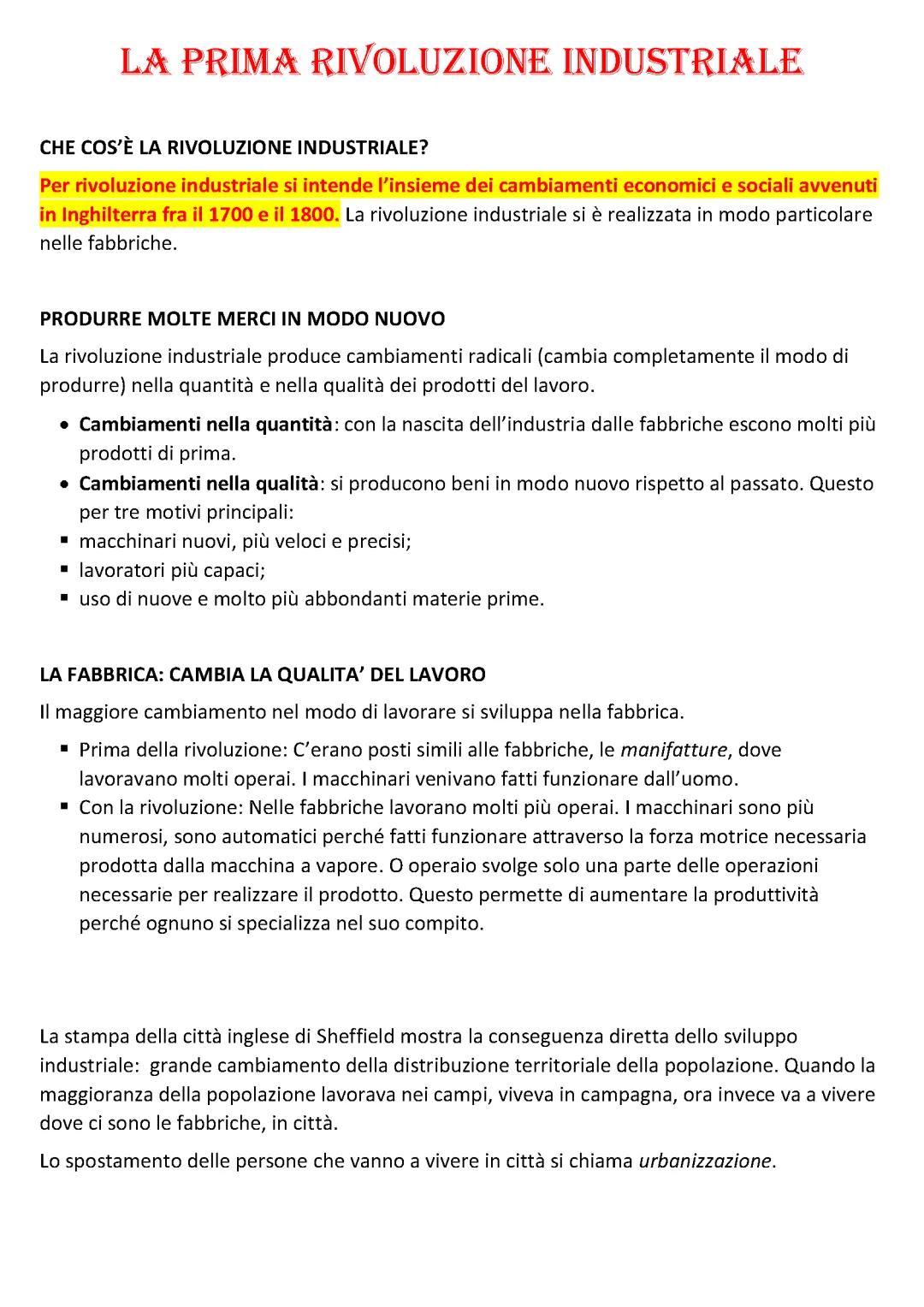 La Prima Rivoluzione Industriale: Riassunto e Schema della Rivoluzione Industriale Inglese