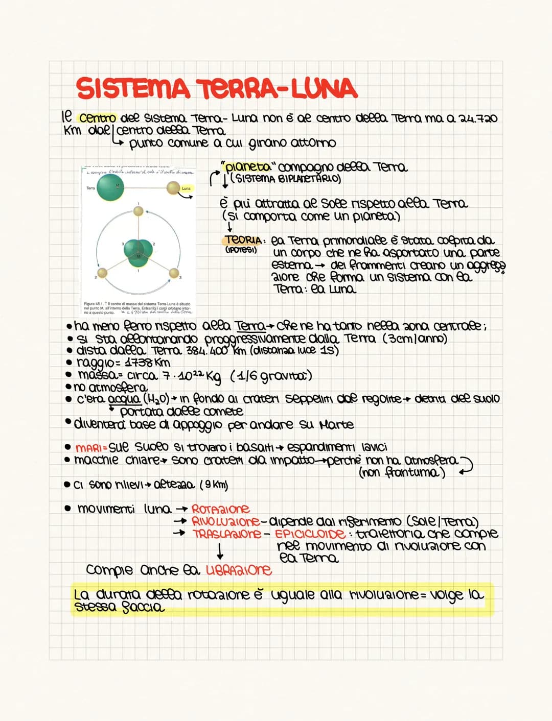SISTEMA TERRA-LUNA
le centro del sistema Terra-Luna non è al centro della Terra ma a 24.720
Km dal centro della Terra
4 punto comune a cui g