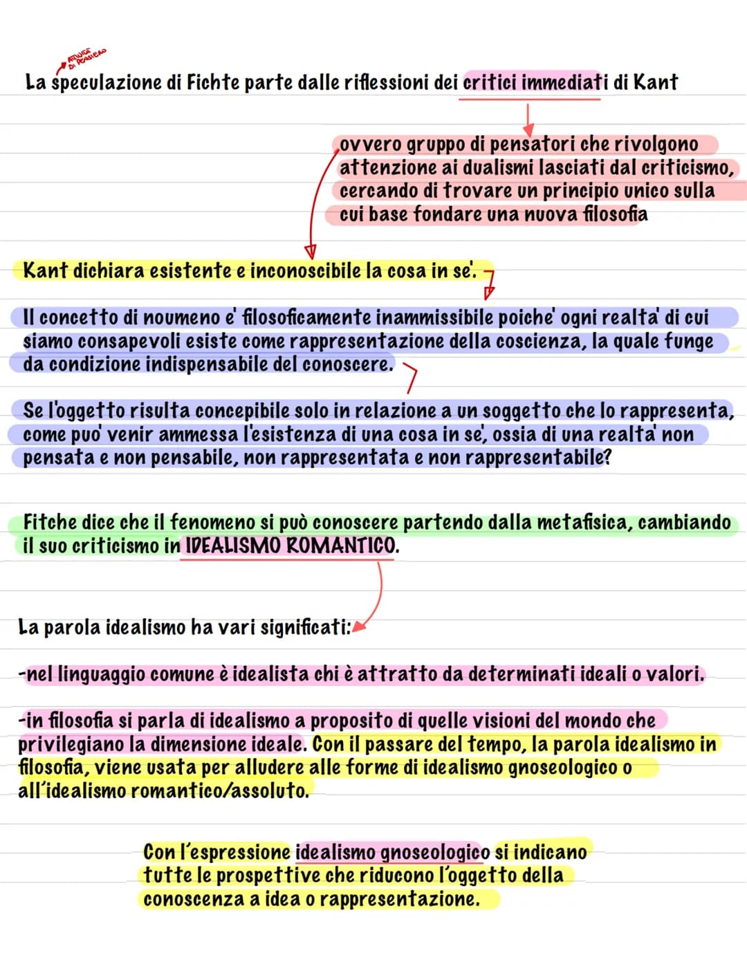 L'idealismo
Dopo Kant, si assiste alla nascita di una nuova corrente di pensiero: l'IDEALISMO,
che ha come substrato culturale l'età del Rom