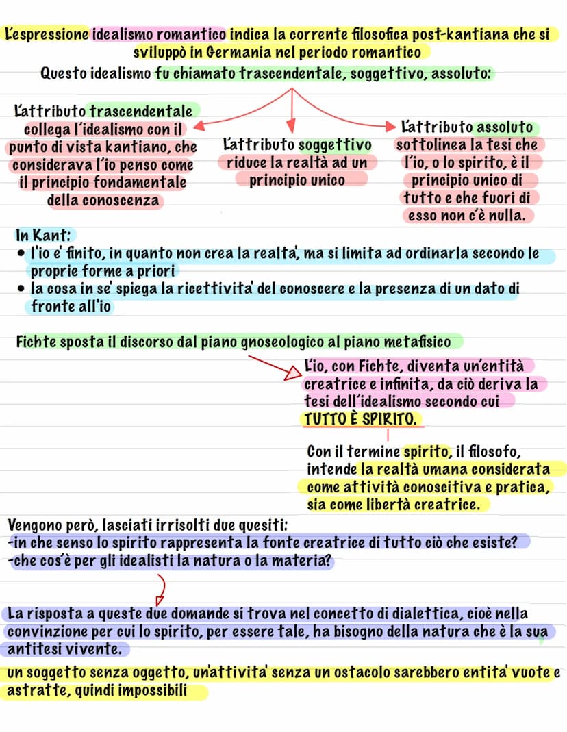 L'idealismo
Dopo Kant, si assiste alla nascita di una nuova corrente di pensiero: l'IDEALISMO,
che ha come substrato culturale l'età del Rom