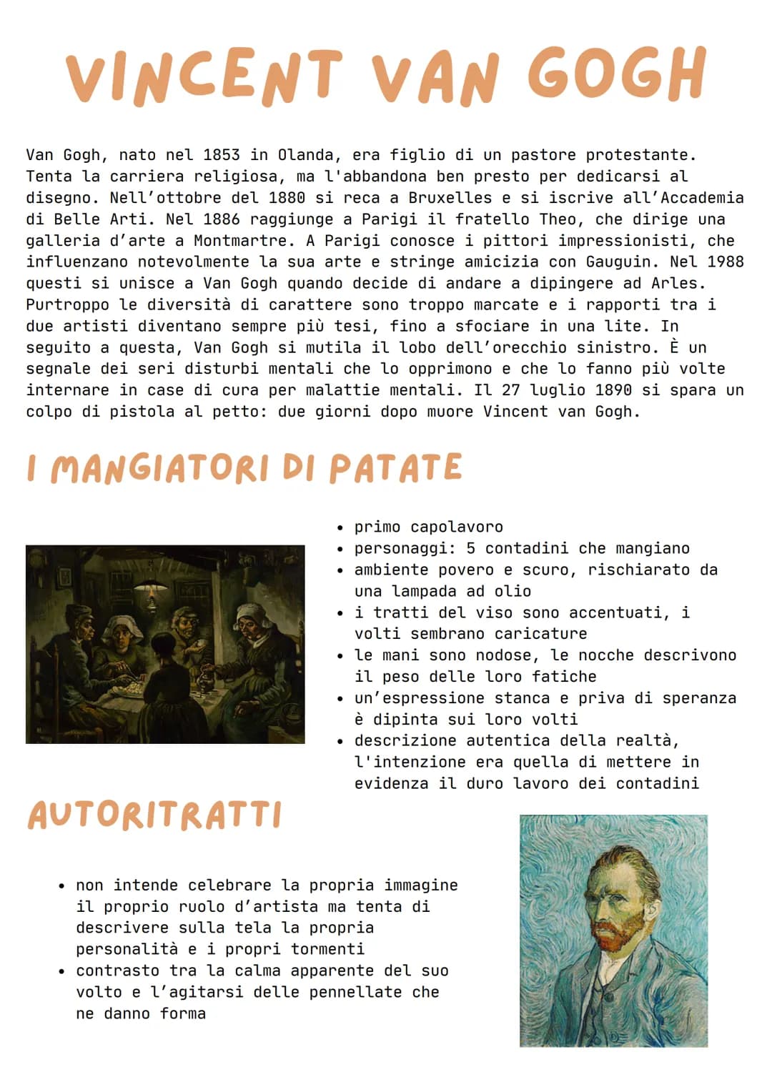 
<p>Vincent van Gogh è nato nel 1853 in Olanda ed era il figlio di un pastore protestante. Inizialmente tentò la carriera religiosa, ma ben 