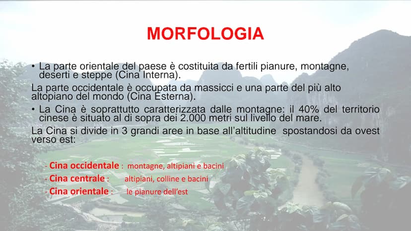 LA CINA CONOSCIAMO MEGLIO LA CINA
Dimensioni: 9.650.000 kmq (terzo paese più grande le mondo)
Popolazione: 1,357 miliardi di abitanti (primo