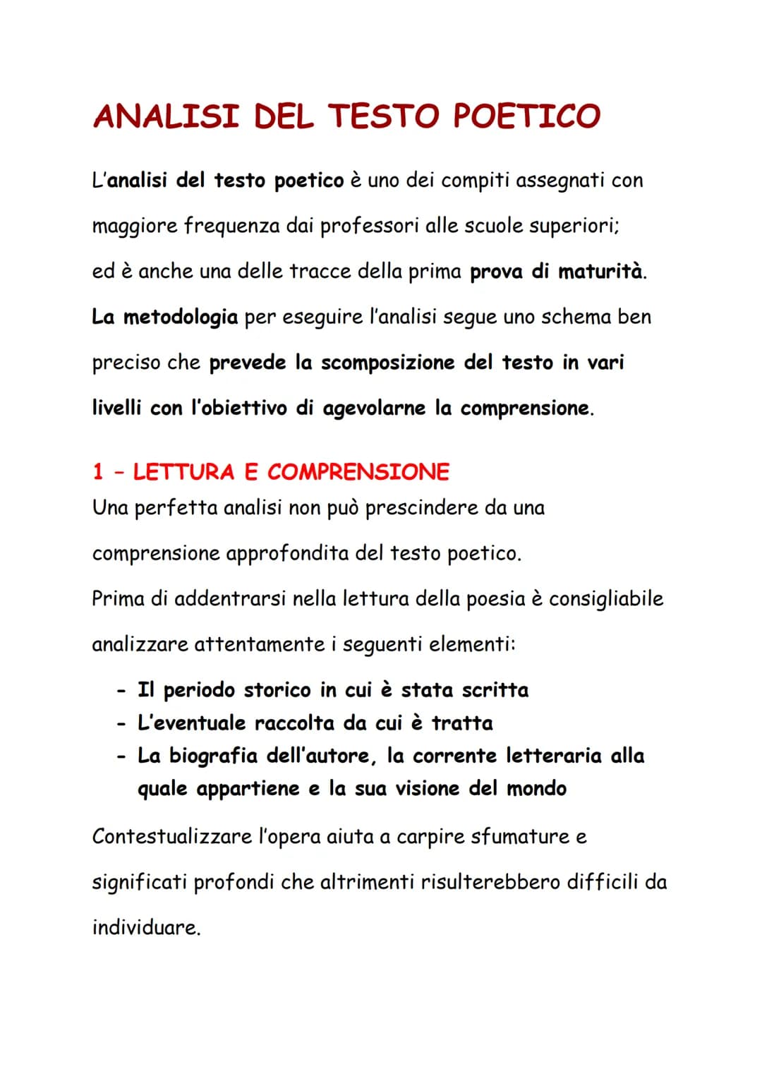 ANALISI DEL TESTO POETICO
L'analisi del testo poetico è uno dei compiti assegnati con
maggiore frequenza dai professori alle scuole superior