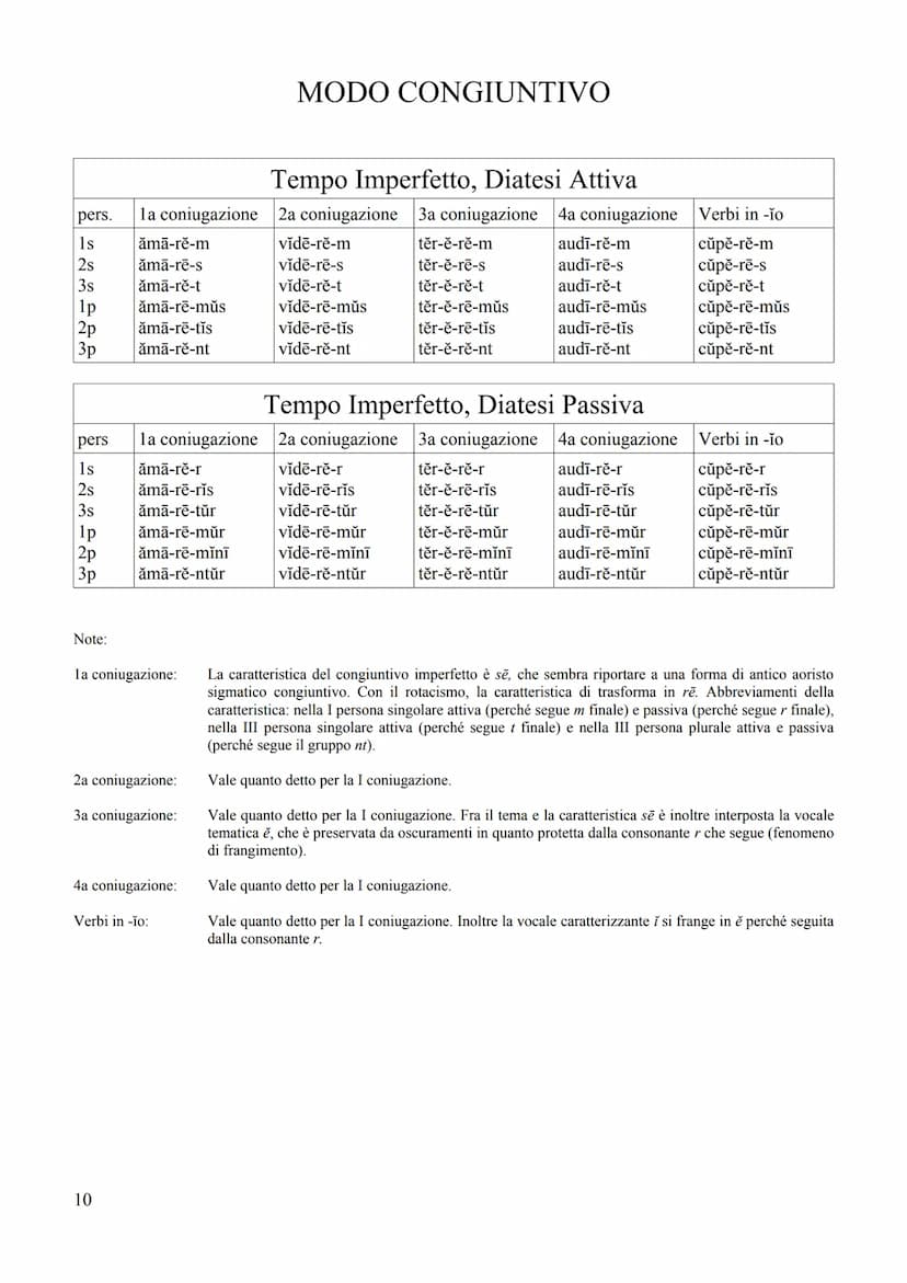 1
PROSPETTO DEI TEMPI VERBALI IN LATINO
CON NOTE DI GRAMMATICA STORICA
(VERBI REGOLARI ATTIVI E PASSIVI) Sistema dell'Infectum: Presente, Im