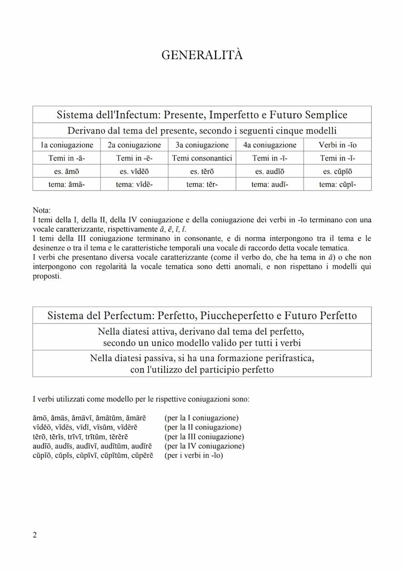 1
PROSPETTO DEI TEMPI VERBALI IN LATINO
CON NOTE DI GRAMMATICA STORICA
(VERBI REGOLARI ATTIVI E PASSIVI) Sistema dell'Infectum: Presente, Im