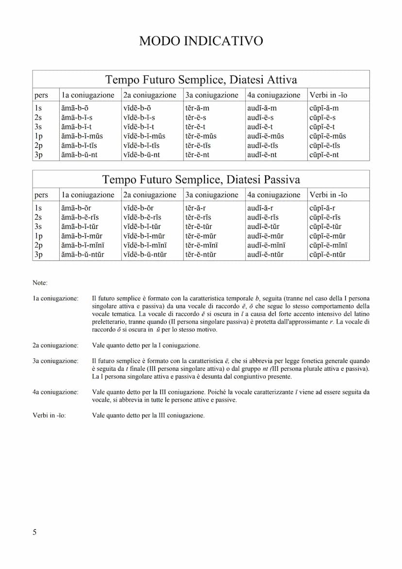 1
PROSPETTO DEI TEMPI VERBALI IN LATINO
CON NOTE DI GRAMMATICA STORICA
(VERBI REGOLARI ATTIVI E PASSIVI) Sistema dell'Infectum: Presente, Im