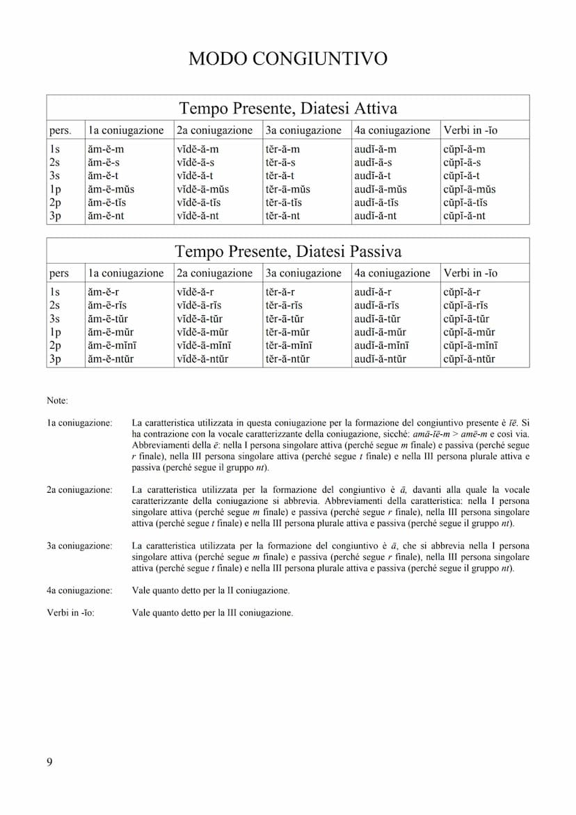 1
PROSPETTO DEI TEMPI VERBALI IN LATINO
CON NOTE DI GRAMMATICA STORICA
(VERBI REGOLARI ATTIVI E PASSIVI) Sistema dell'Infectum: Presente, Im