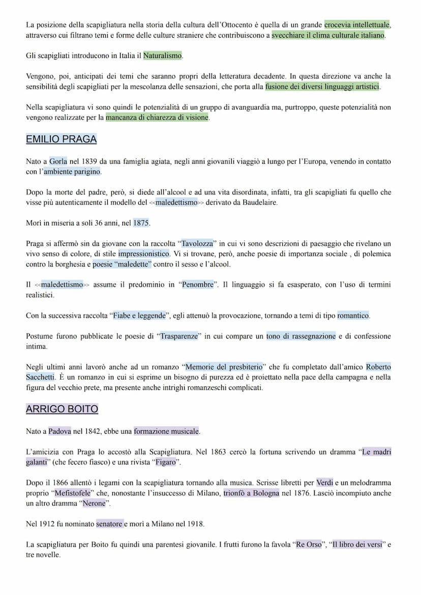 CAPITOLO 1 ---> da pag. 26 a pag. 41
La scapigliatura non è una scuola o un movimento organizzato ma, è un gruppo di scrittori che operano n