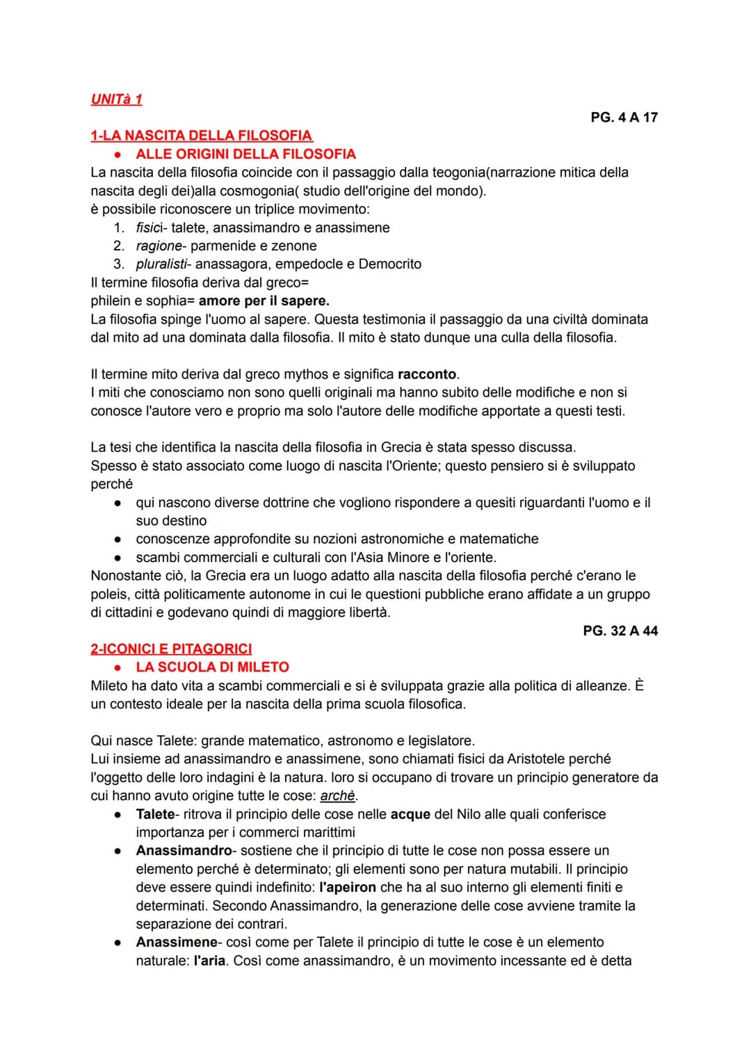 
<p>La filosofia nasce con il passaggio dalla teogonia (narrativa mitica della nascita degli dei) alla cosmogonia (studio dell'origine del m