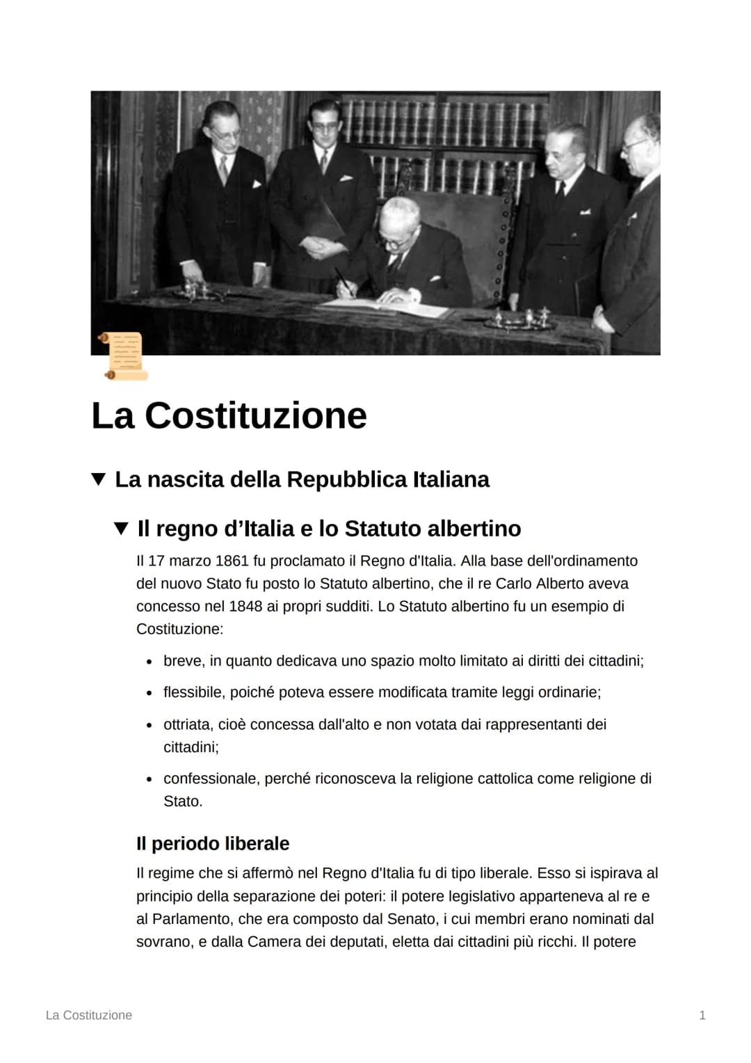 La Costituzione
▼ La nascita della Repubblica Italiana
▼ Il regno d'Italia e lo Statuto albertino
Il 17 marzo 1861 fu proclamato il Regno d'