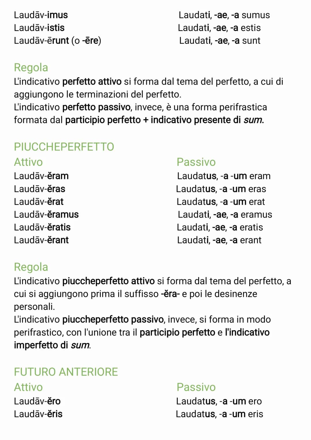 TABELLA VERBI PRIMA CONIUGAZIONE
INDICATIVO
PRESENTE
Attivo
Laud-o
Laud-as
Laud-at
Laud-āmus
Laud-ātis
Laud-ant
Regola
L'indicativo presente