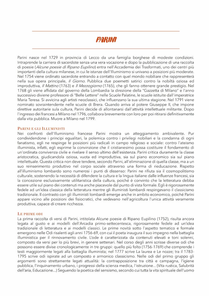 GIUSEPPE PARINI
Vita e opere
Liceo scientifico scienze applicate
Sofia Sartori || 2022/2023 PARINI
Parini nasce nel 1729 in provincia di Lec