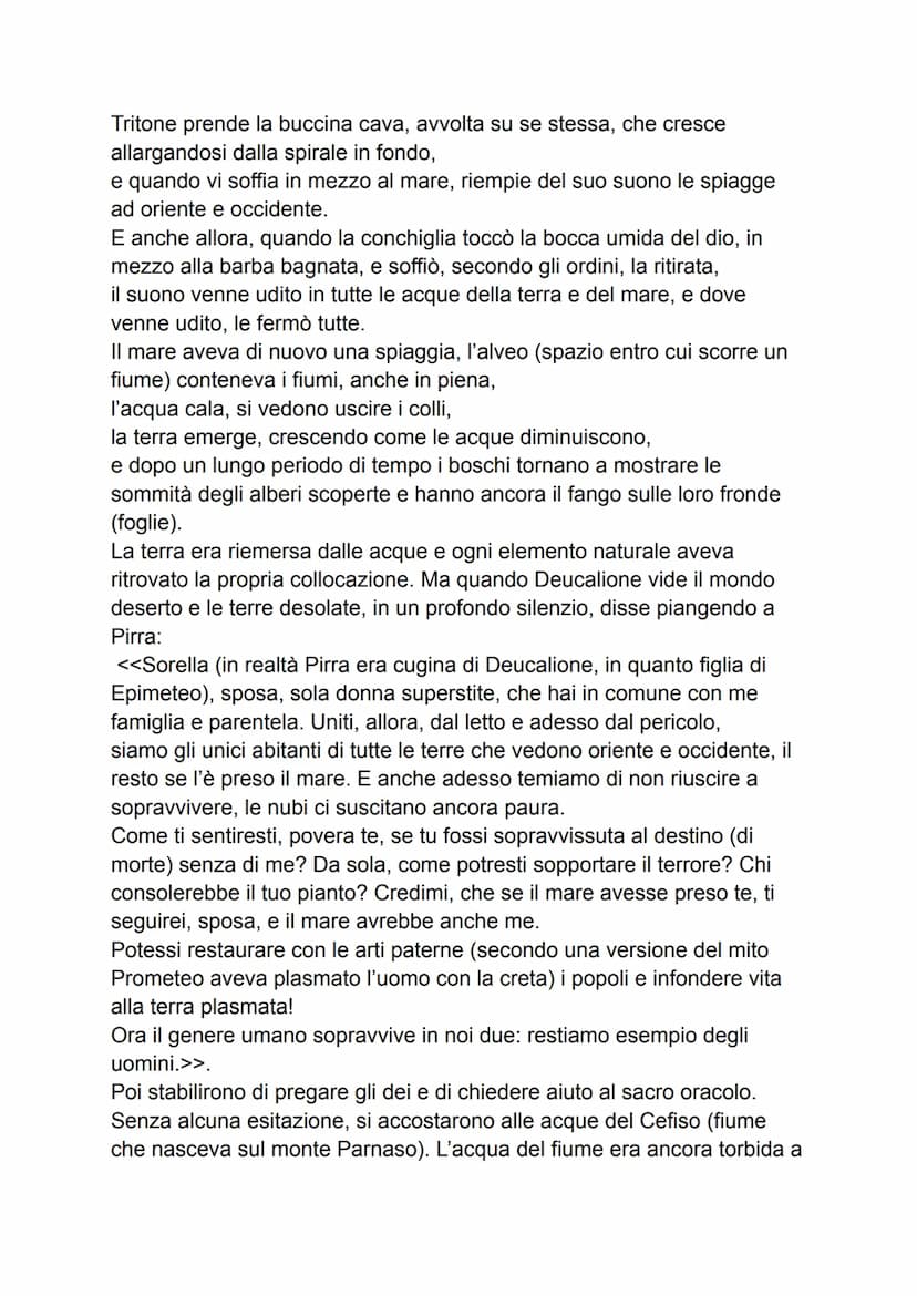Parafrasi
Il mito di Deucalione e Pirra
Deucalione, figlio del titano Prometeo, e sua moglie Pirra sono scampati al
diluvio voluto da Giove 