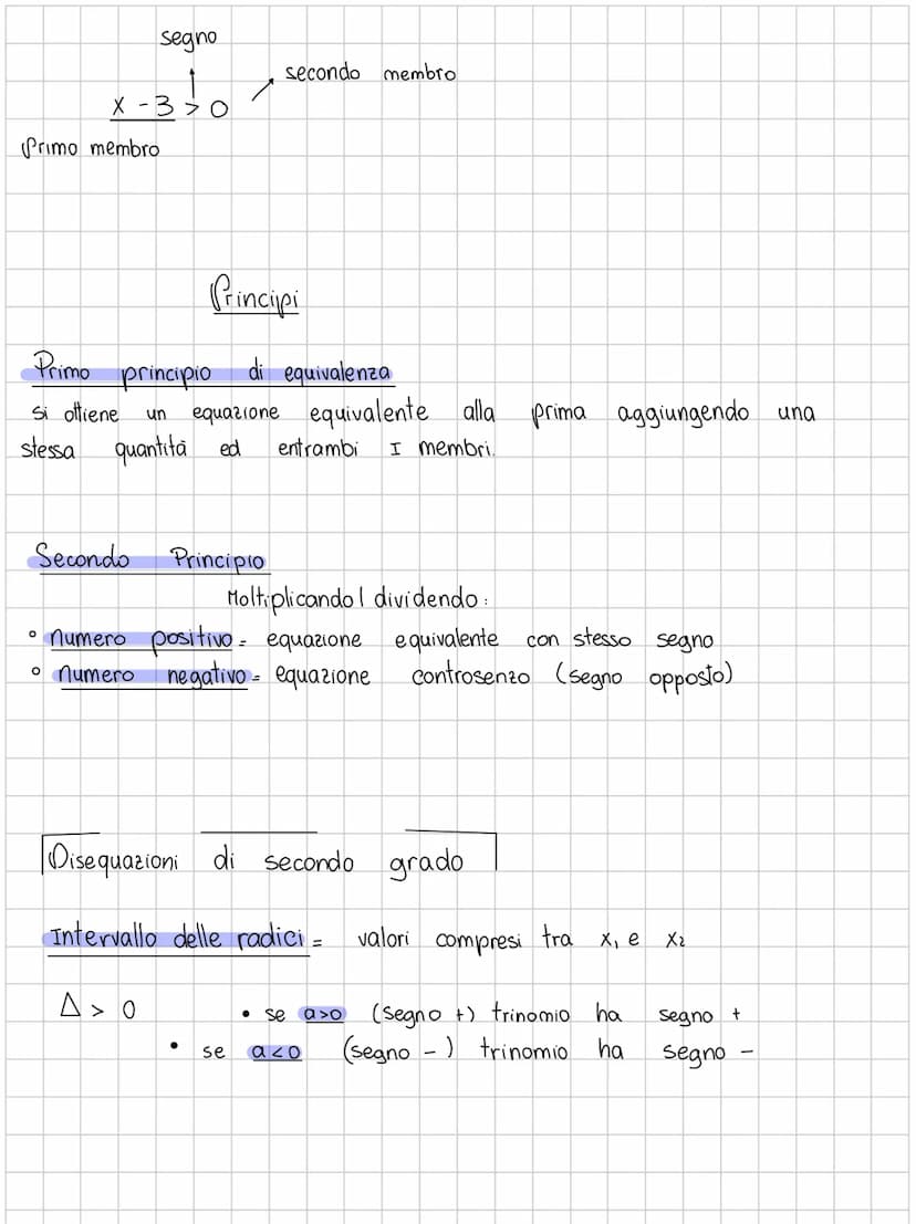 Disequazioni
una disequazione ē una disuguaglianza In
letterali per
Grado è di P(x)
=
Può essere:
O numerica: Se
cui
le quali cerchiamo I va