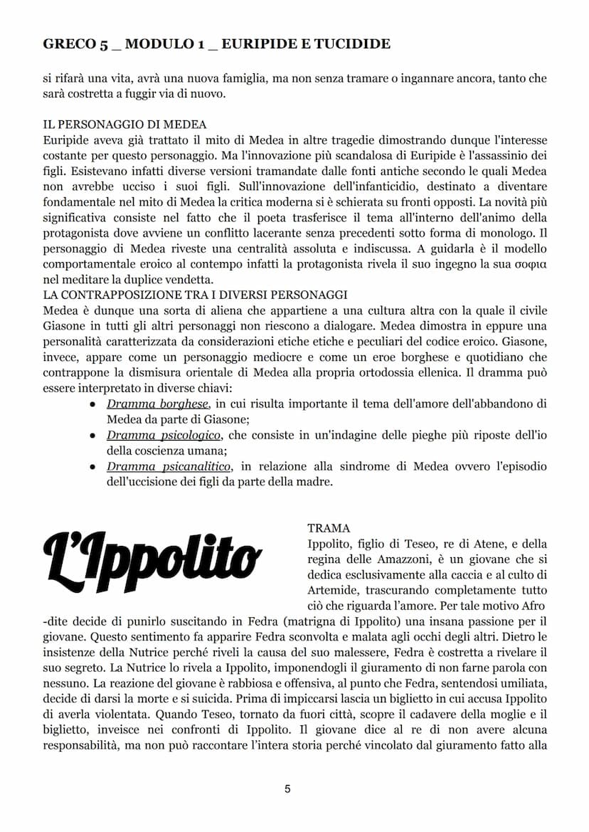 GRECO 5
MODULO 1 EURIPIDE E TUCIDIDE
Euripide
VITA E BIOGRAFIA
Sono pochi dati biografici sicuri su euripide. Egli nacque a Salamina nell'an