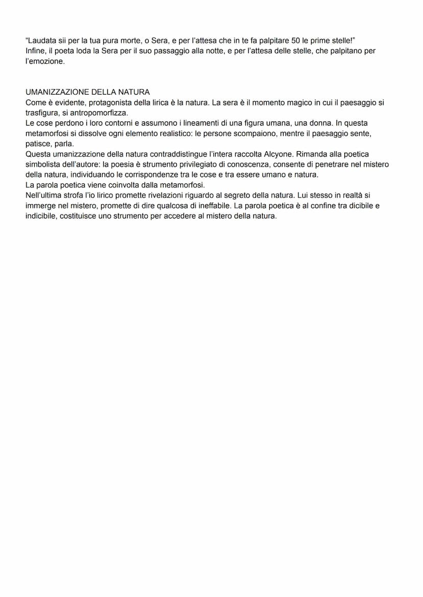 LA SERA FIESOLANA
La sera fiesolana è la lirica più antica di Alcyone. In calce al manoscritto si legge: La Capponcina,
Settignano di Deside