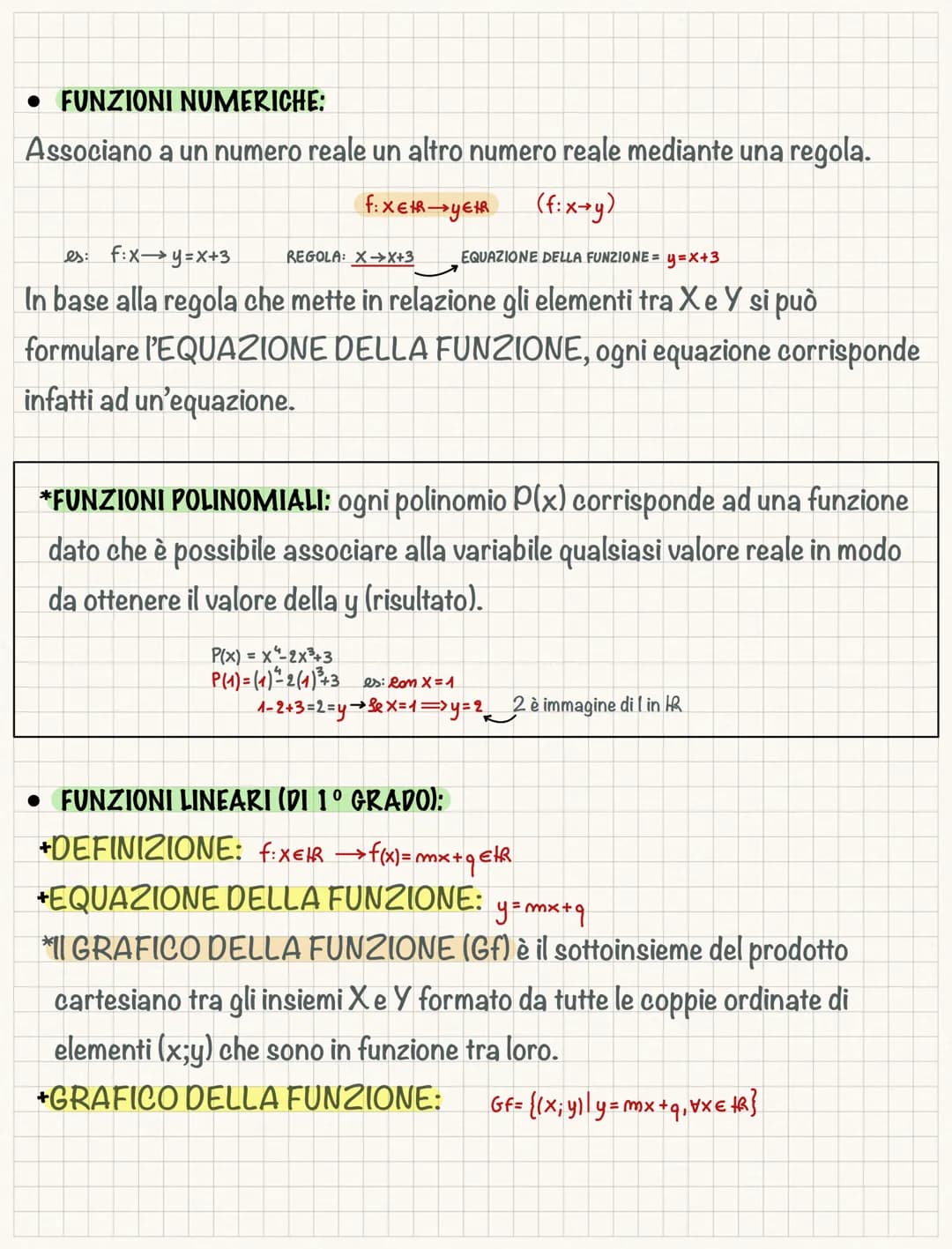 Funzioni lineari e rappresentazione
Una FUNZIONE è una relazione che associa mediante una legge tutti gli
elementi di un insieme di partenza
