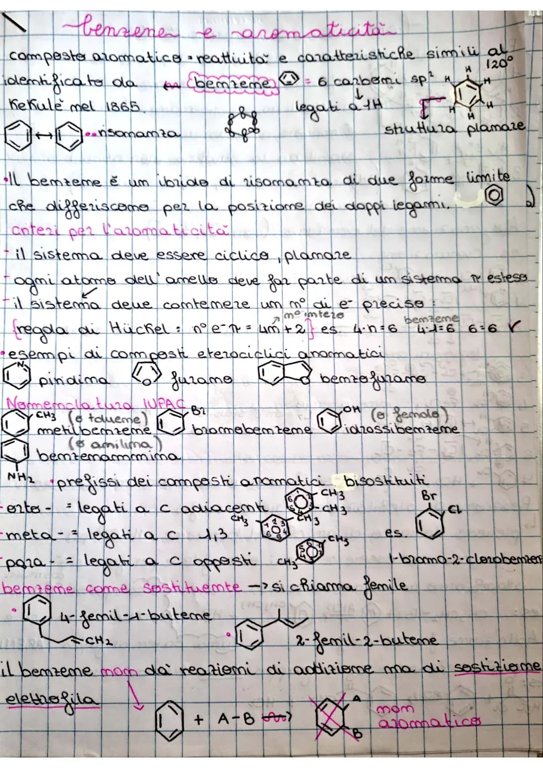benzene
composte aromatice
identifica to da
Kekule mel 1865.
men e
ܝܩܢ
9
aromaticitin
reattività e caratteristiche simili al
bemzeme
120°
H
