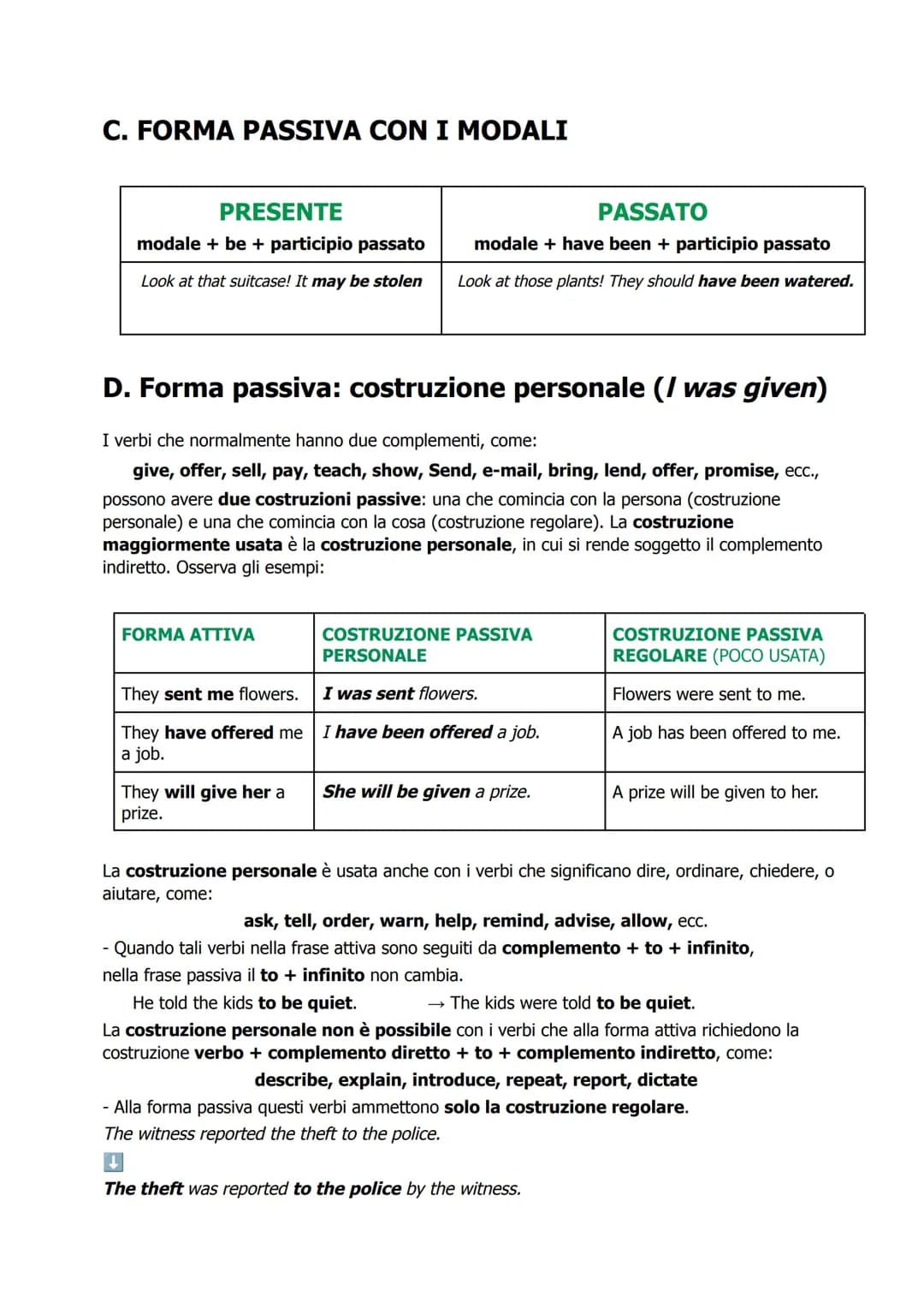 ●
●
●
A. Forma passiva: present simple e past simple
Forma passiva: be + participio passato del verbo principale (+by+ agente)
●
La forma pa