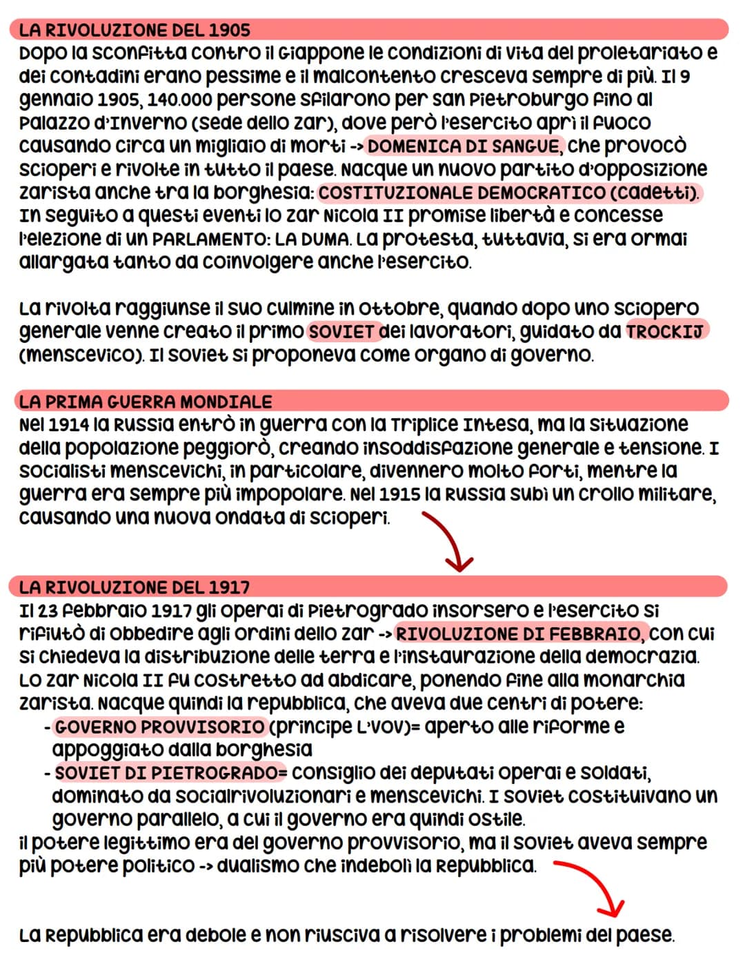 La Rivoluzione Russa
Durante tutto l'Ottocento in Russia prevalse ancora il conservatorismo
politico e sociale ed il potere autocratico dell