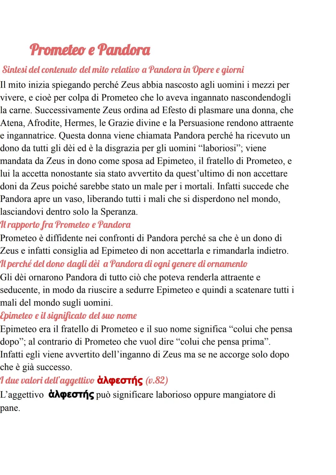 
<p>Il mito di Pandora inizia spiegando il motivo per cui Zeus ha nascosto agli uomini i mezzi per vivere, cioè a causa di Prometeo, che lo 