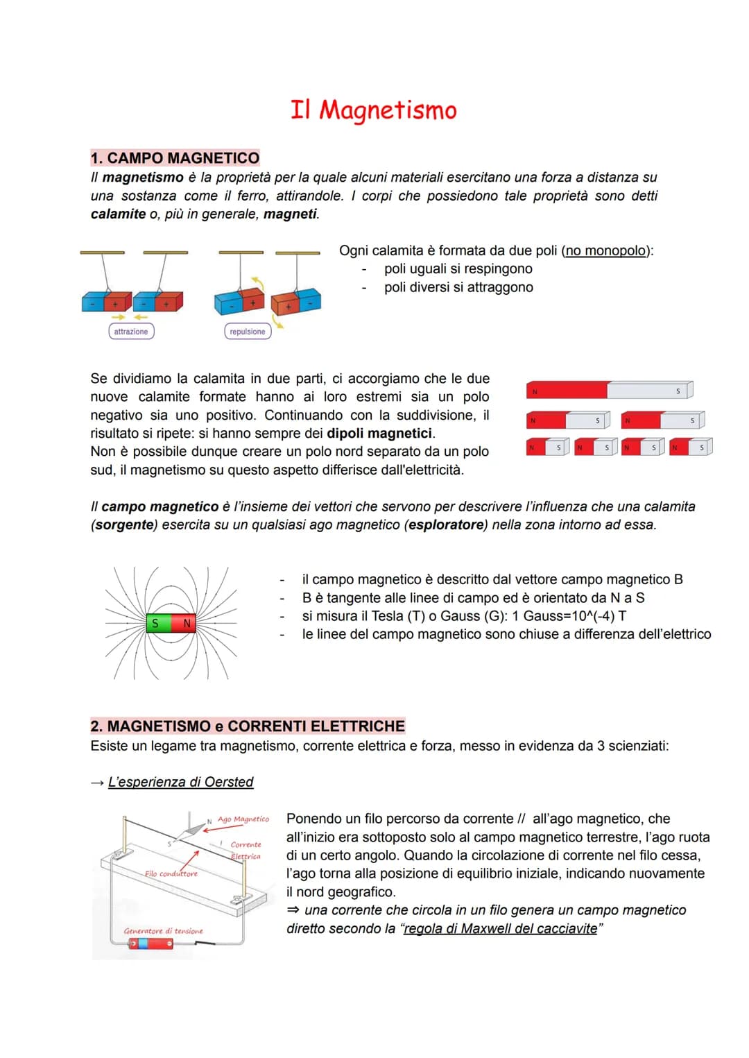 Il Magnetismo
1. CAMPO MAGNETICO
Il magnetismo è la proprietà per la quale alcuni materiali esercitano una forza a distanza su
una sostanza 