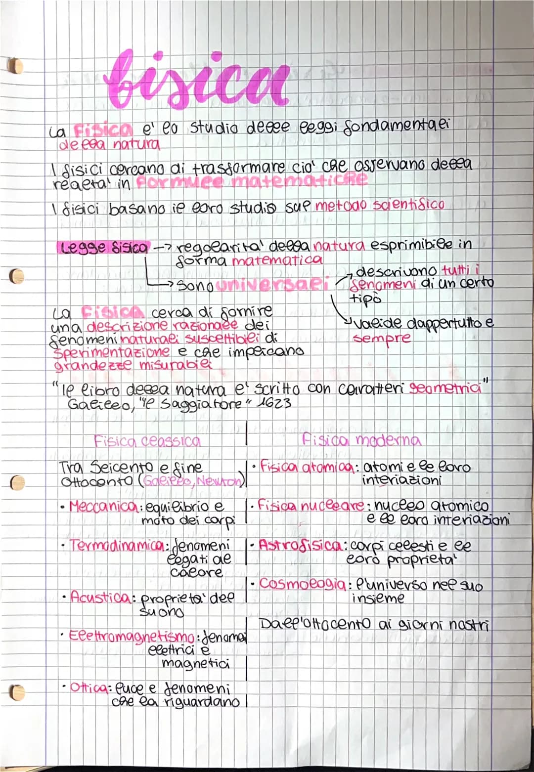 In
O
O
fisica
La Fisica e lo studio deece leggi Sondamentali
de eea natura
I Sisici cercano di trasformare cio' che osservano deeea
reaeta i