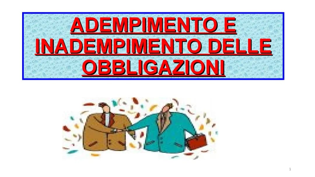 Adempimento e inadempimento delle obbligazioni 