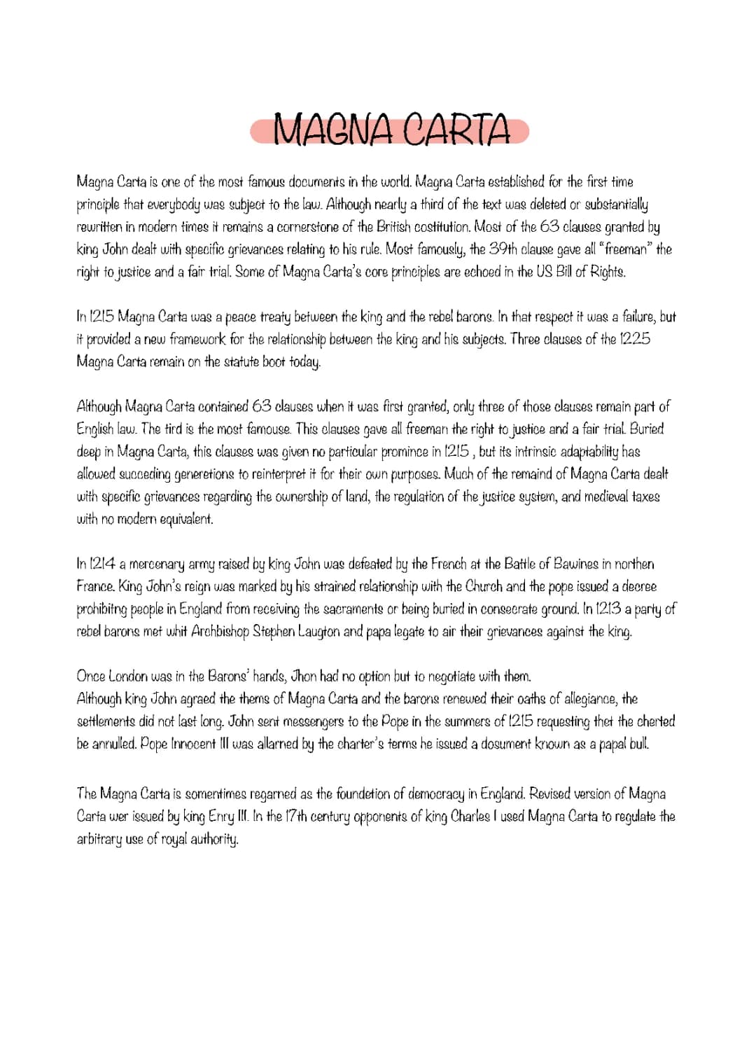 Understanding the Magna Carta: Key Clauses and Its Importance