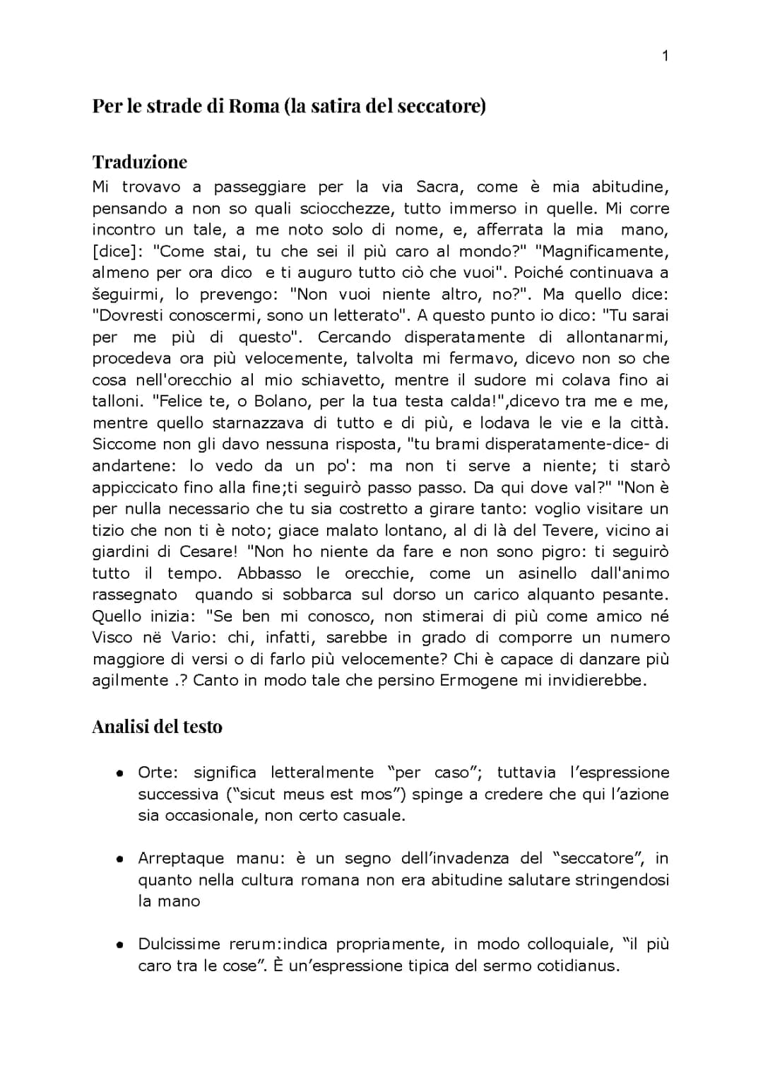 Satira del seccatore di Orazio - PDF, Analisi, e Riassunto