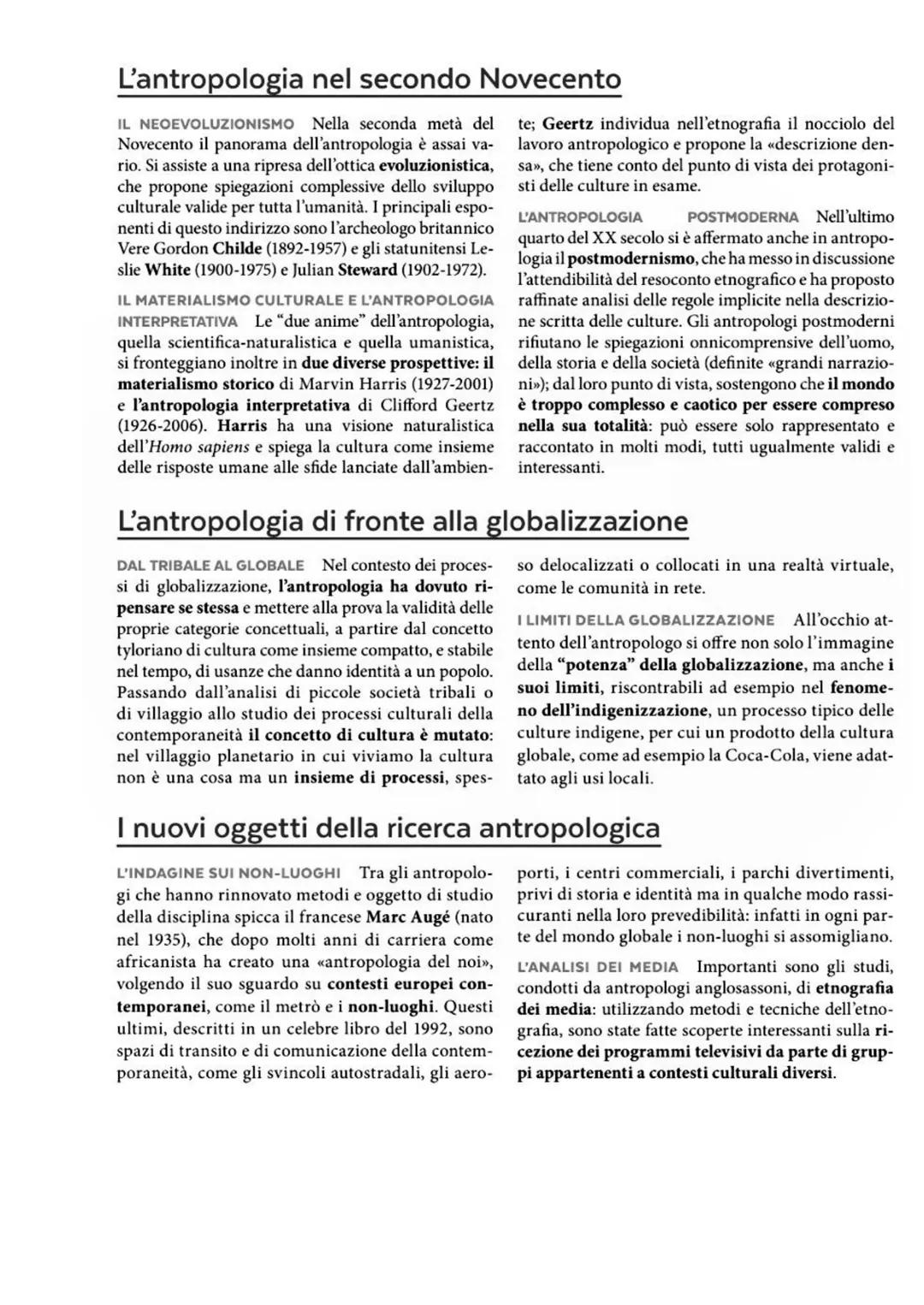 L'ANTROPOLOGIA NEL SECONDO NOVECENTO
IL NEOEVOLUZIONISMO
Nella seconda metà del Novecento il panorama dell'antropologia si presenta vario e 