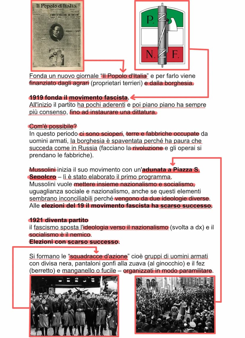 FASCISMO e BENITO
MUSSOLINI
Ricorda il film "Vincere".
Mussolini è romagnolo, maestro elementare, diventa militante del
Partito Socialista I