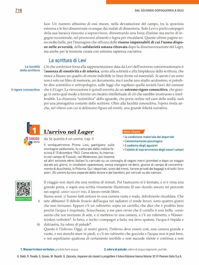 710
TRACKER
DAL SECONDO DOPOGUERRA A OGGI
CAPITOLO 8
Primo
Levi
Le testimonianze del Lager
A lungo Primo Levi fu considerato solo come un
no