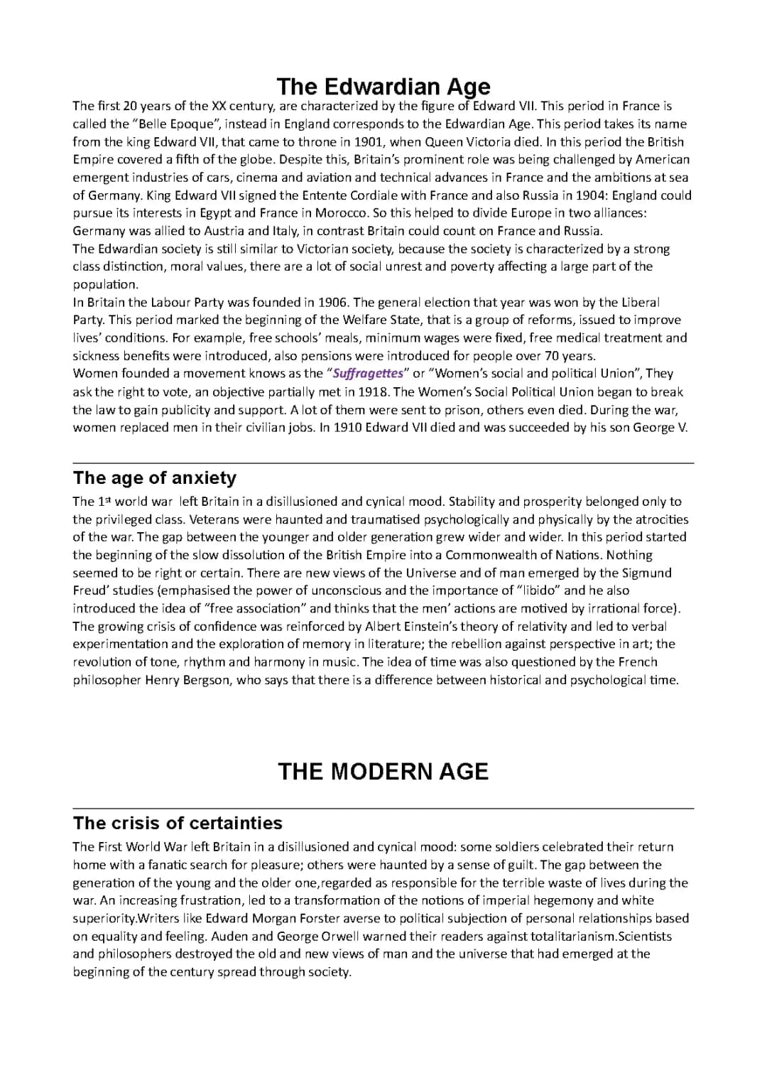 Edwardian Age, Modern Age, Modernism, War poets, Brooke, Owen, Joyce.