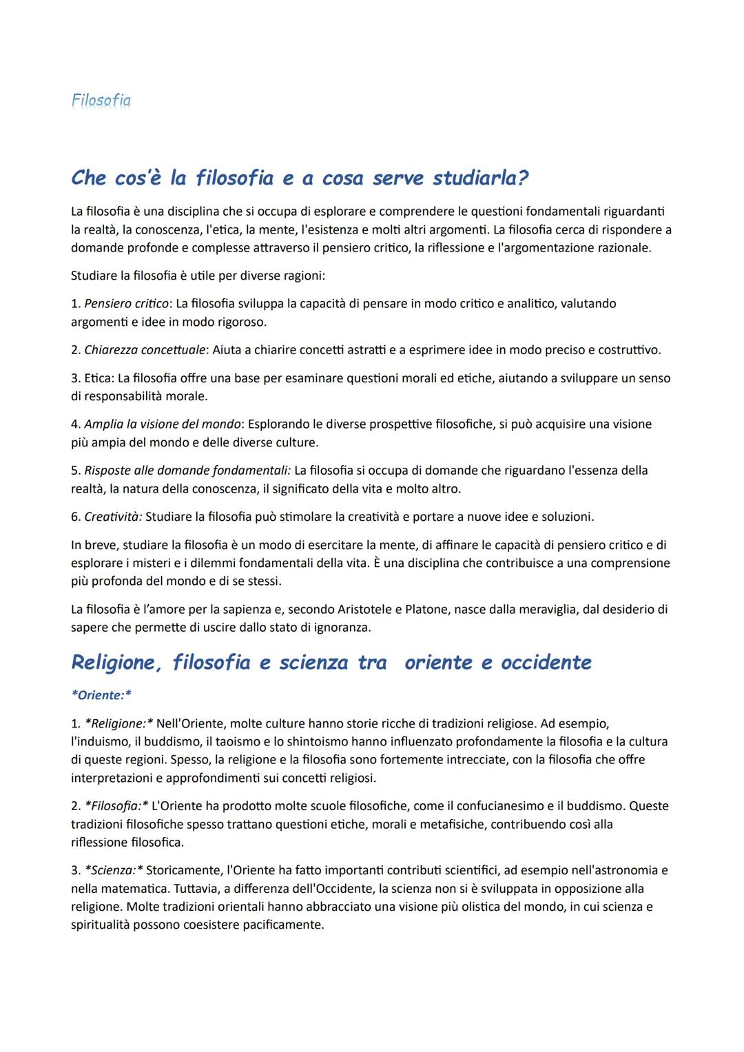 Filosofia
Che cos'è la filosofia e a cosa serve studiarla?
La filosofia è una disciplina che si occupa di esplorare e comprendere le questio