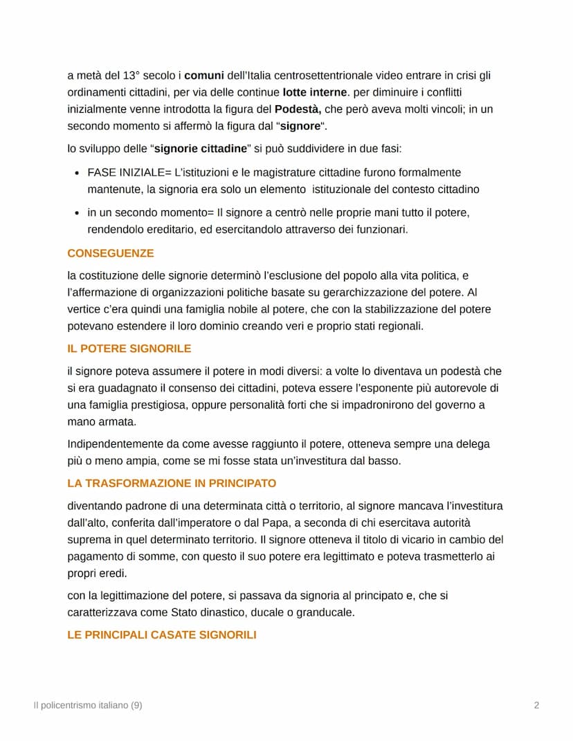 JHELET
nun
Il policentrismo italiano (9)
9.1 La trasformazione dei comuni: Signorie
e principati
Il policentrismo italiano (9)
tra la fine d