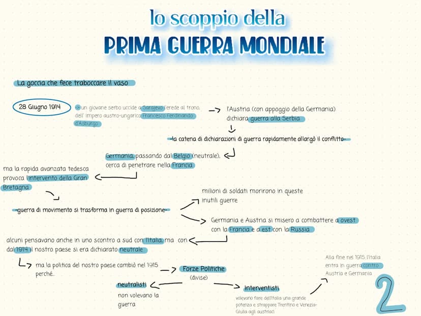 lo scoppio della
PRIMA GUERRA MONDIALE
cause guerra
cause economiche le industrie crescevano e c'era sempre di più il
bisogno di procurarsi 
