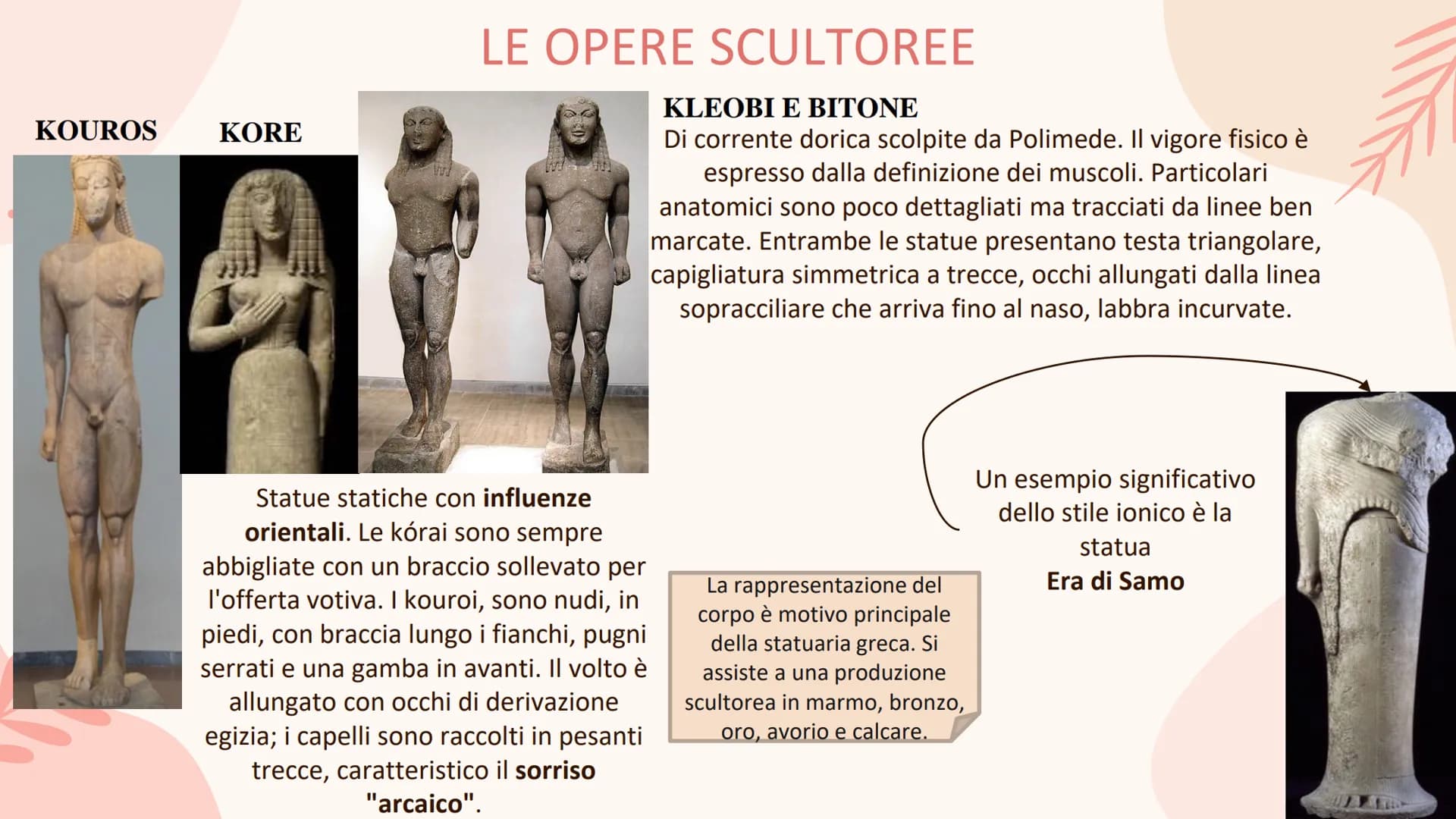 L'ARTE GRECA
ED ELLENISTICA
<< Le più alte forme del bello sono
l'ordine e la simmetria e il
definito>>.
Aristotele, Metafisica Ms
Stile
geo